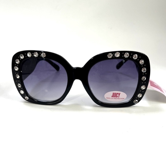 New JUICY COUTURE Embellished Oversized Sunglasses Rhinestones Black Acetate main image 5